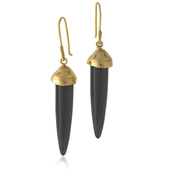 Charcoal Black Jet and Gold Earrings