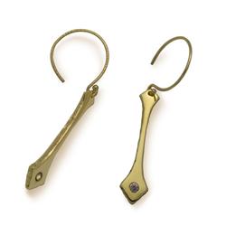 East Fourth Street Jewelry gold drop earrings with .05cwt champagne colored reclaimed diamonds. Elegant profile, lightweight earrings.