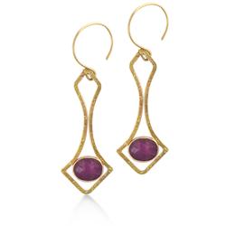 Rose Cut Ruby and 18kt Yellow Gold Handmade Christine Earrings