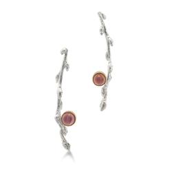 Silver Branch Earrings with Rhodolite Garnets