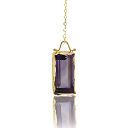 East Fourth Street Jewelry, Emerald cut Amethyst set in 14kt yellow gold. Lariat style in a 22
