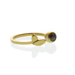 Hand-carved and cast in recycled 14kt yellow gold with rose-cut Salt+Pepper diamond